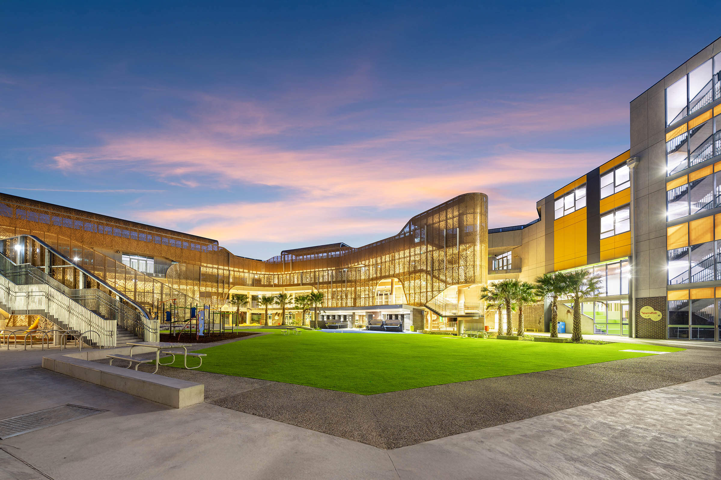 001-Hero-image-landscape-night-shoot-Alexandria-Park-Community-School-Richard-Crookes-Constructions-Education-Public
